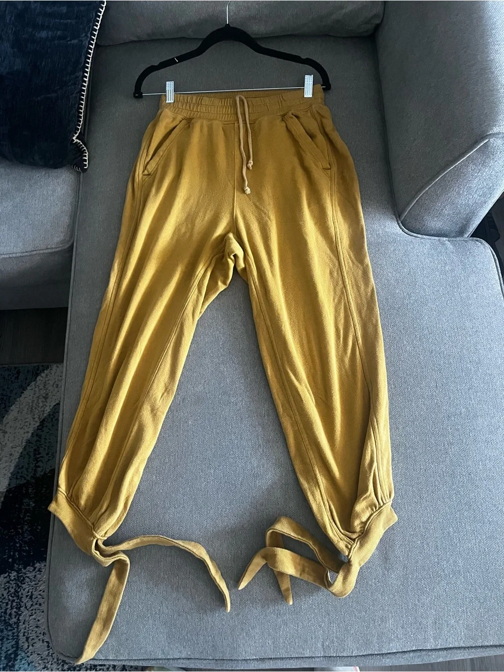 Free People Movement Ankle Tie Joggers in Mustard Yellow Size S